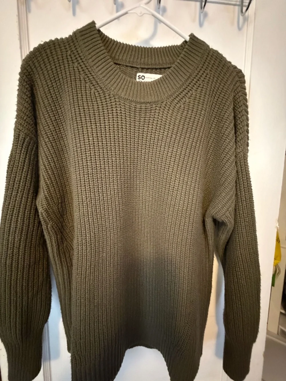 SO Women's Crewneck Sweaters - Olive Green & Taupe - Picture 5 of 5